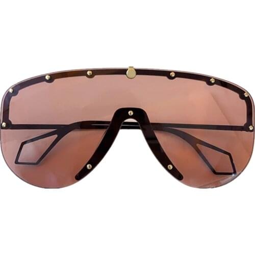 Big Frame One Piece Sunglasses For Women 2020 Luxury Brand Rivet Sun Glasses Men Vintage Oversized Shades Female UV400