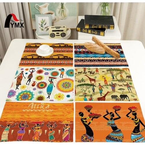 FYMX Cartoon Character Napkins Orange Background Woman Dancing Napkin Linen Fabric Kitchen Waterproof And Oil Proof