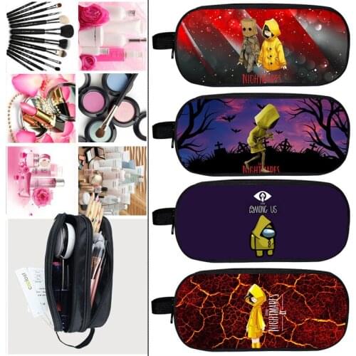 3D Print Game Little Nightmares 2 Zipper Cosmetic Bag Women Pencil Case Storage Cartoon School Supplies Stationery Make Up Pouch