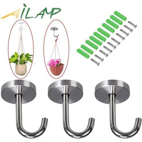 3pcs Stainless steel hook Birdcage hook Hidden screws ceiling hook for Parrot Hanging Bird Feeders Lanterns Wind Chimes Planters
