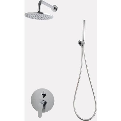 Brass Bath Faucet Mixer In-Wall Three Functions Embedded Box Mixer Valve Shower Set with Spout Shower Head And Arm