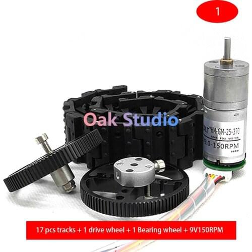 DIY toy tank kits include metal load-bearing wheels, drive wheels, rubber tracks and 9V with Hall Sensor Motor