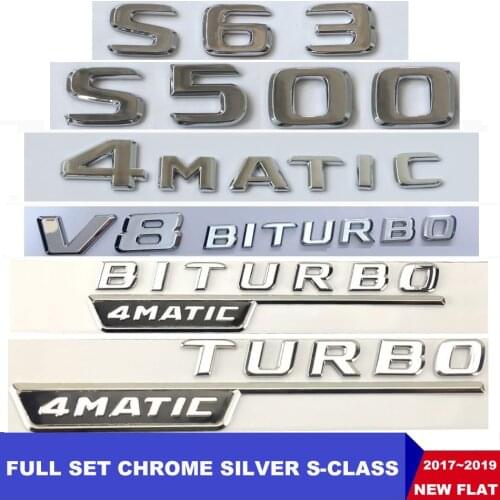 New Flat Chrome W221 W222 Emblem S63 S350 S500 S CLA Letter Auto Car Sticker Badge Star Logo Trunk Emblema For Mercedes Benz AMG