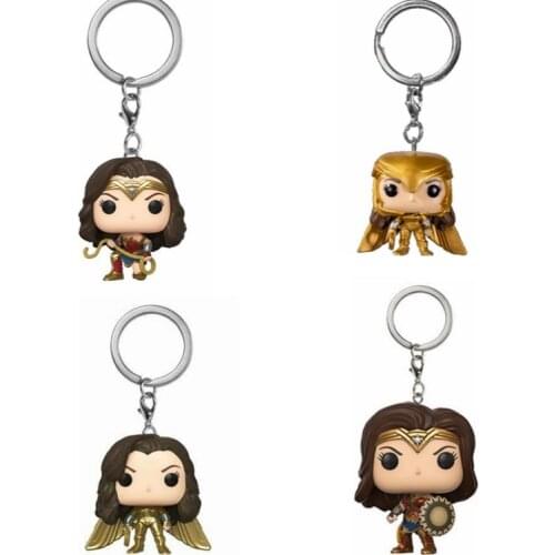 NEW DC Hero Woder Woman 1984 Pocket Pop Keychain WW84 Justice League Key Chain Wonder Woman Golden Armor Gift for Kids