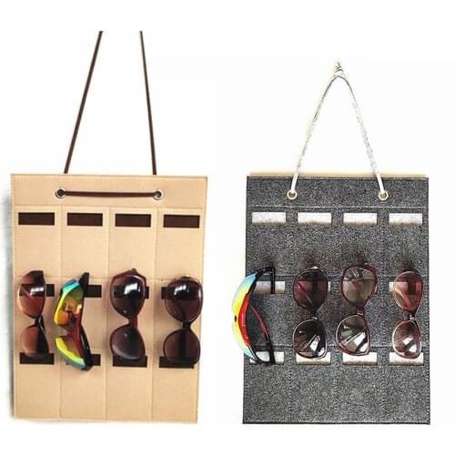 12 Slots Sunglasses Organizer Storage Sunglasses Dust-proof Felt Wall Hanging Bag Glasses Display Organizer Holder for Household