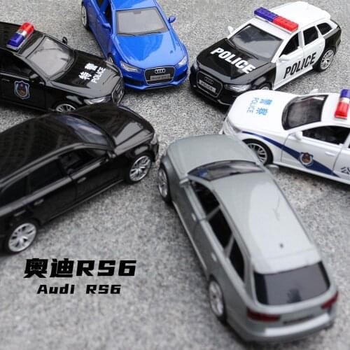 JACKIEKIM Diecast Metal Model 1:36 Scale Audi RS6 Pull Back Police Toy Car Doors Openable Educational Collection Gift For Kid