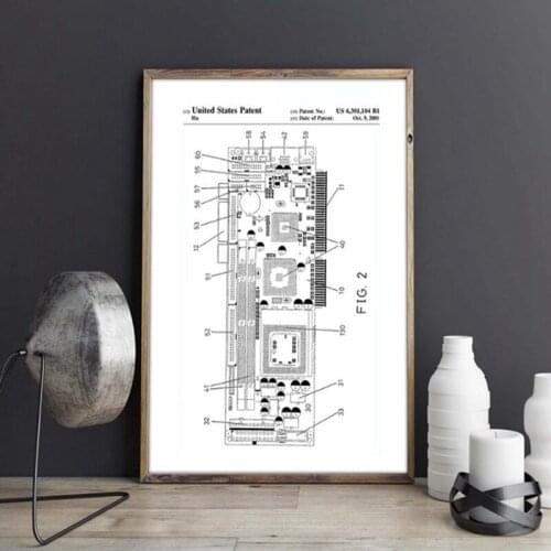Motherboard patent, Computer Interface Card wall art, posters,Geek decor,vintage print,blueprint,gift idea, wall Decorations