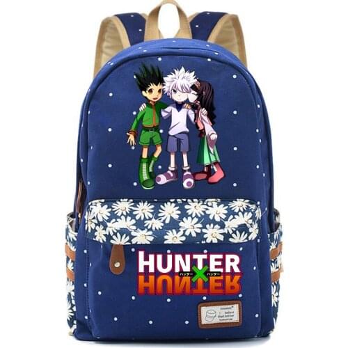 Anime Hunter Hunter Backpack Canvas Schoolbag Casual Packsack High Quality Teenger Mochila Unisex Student Travel Laptop Bag