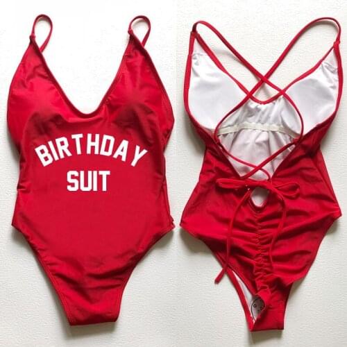 2021 One Piece Swimsuit Women Swimwear Female Thong Padded BIRTHDAY SUIT Letter Print Bathing Suit Sexy maillot de bain femme