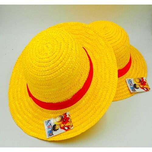 Japanese Anime Cosplay Straw Hats One Piece Luffy Hat Cartoon Cap Cute Solid Color Unisex Caps Breathable Boater Beach Hat