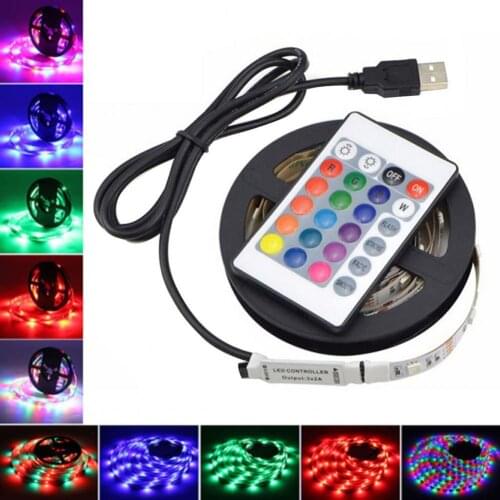 Glow Party Light Stick 0.5/1/2/3/4/5M 5V USB TV Backlight Remote Control Multicolor Home Night Light Bar Car Lamp Remote Control
