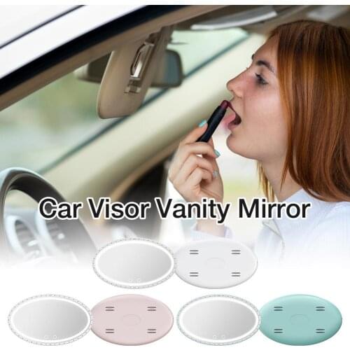Universal Car Led Makeup Mirror Car Visor Vanity Mirror With 2-color LED Light 2 Lighting Mode Rear Sun Visor Mirror Smart Touch