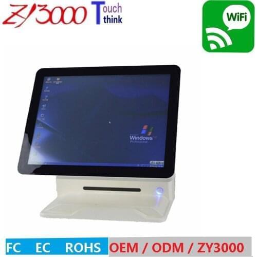 Factory Price 15" windows All In One Touch Screen POS have english VFD Customer Display pos system With MSR card reader