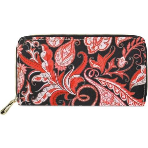 PU Leather Female Purse Long Money Bag Ladies Clutch Carteras Polynesian Traditional Tribal Print on Demand Women Wallet