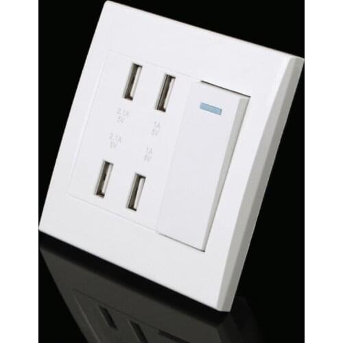 1Pc 220V 10A Wall Switch Socket 4 Port USB Charger Power Outlet Adapter Panel