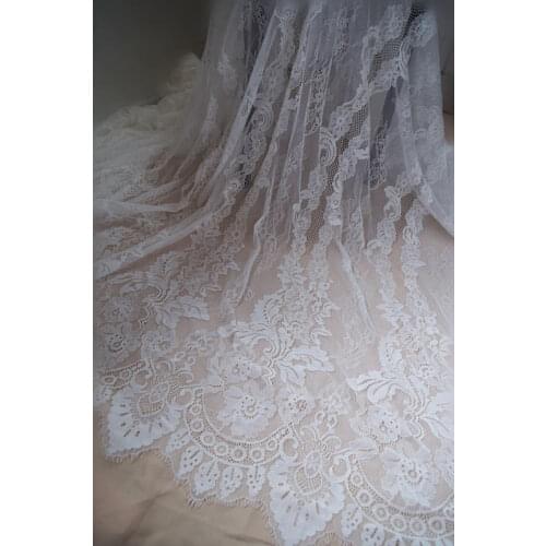 1 yard off white chantilly lace fabric, eyelash chantilly vintage lace fabric