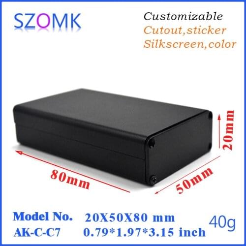 10 pcs, 20*50*80mm szomk diy extruded aluminum die cast junction box hot sales aluminum enclosure project box