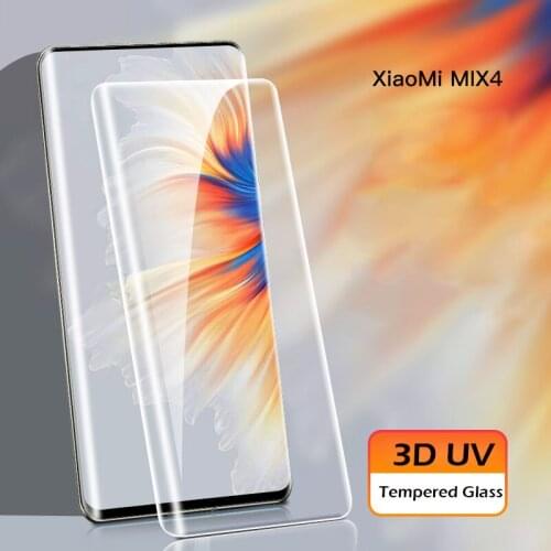 3D UV Liquid Full Glue Cover for Xiaomi Mi Mix 4 Mix4 MIX 4 Screen Protector Ultra Clear Curved Tempered Glass for Xiaomi Mix 4