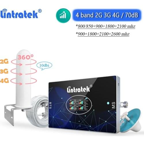 4 Band LTE 2600 2G 3G 4G Signal Amplifier B5 850 800 900 1800 2100 UMTS Repeater Cellphone Cellular Booster 360° Omni Antenna