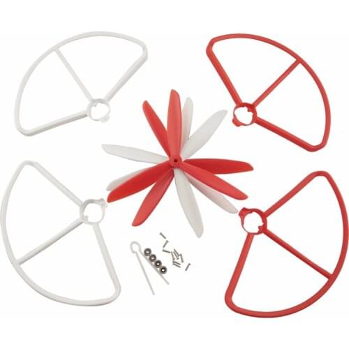 4PCS accessories protective cover propeller For MJX B2C B2W Bugs 2 D80 F18 F200SE four-axis aircraft UAV-Red and White