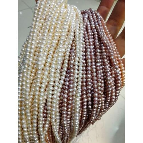 5strands freshwater pearl white/pink/purple 5-6mm near round baroque 15" FPPJ wholesale nature loose beads for DIY jewelry