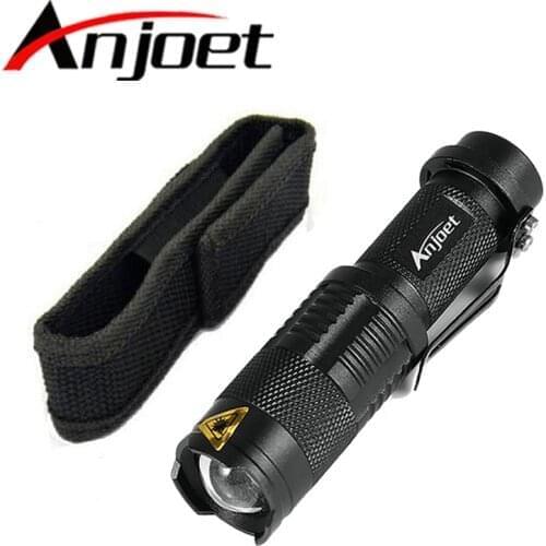 Anjoet Mini ZOOMABLE Q5 T6 L2 ZOOM Tactical Flashlight 14500 18650 battery mini Torch light Lamp+ mini Holster