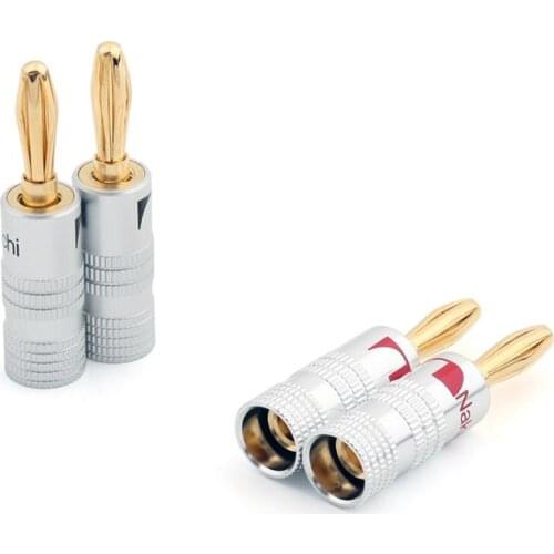 Areyourshop Speaker Banana Plug DIY Audio Jack Connector 24K Gold Plated