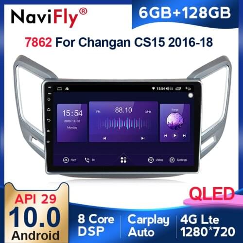 Android 10.0 6+128G QLED DSP carplay BT5.0 Car Multimedia Player for Changan CS15 2016 2017 2018 Radio Audio Navigation DVD SWC