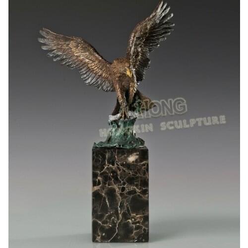 33CM large HOME office Living Room TOP COOL Business Ornament Auspicious Arabic Eagle hawk RETRO Bronze carving art Sculpture