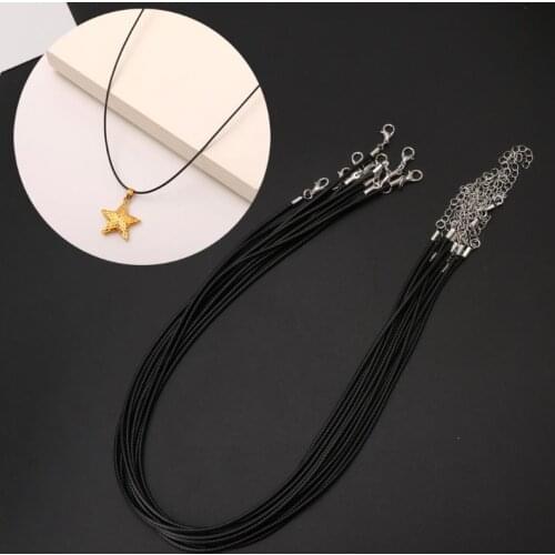 10Pcs Top Quality Black Silk Leather Cord Chain Necklace with Lobster Claw Clasp 85LB