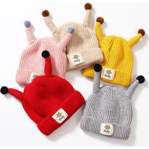 Baby Grils Winter Knitted Hat Cute Cap for Baby Girls Boys Hat Casual Solid Color Girls Hat Baby Beanies Baby Girl Stuff Beanie