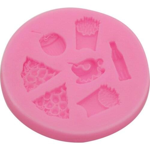 DIY Pizza French Fries Coke Coffee Chocolate Party Fondant Sugar Craft Jello Jelly Cake Decorating Tools Silicone Mold 217