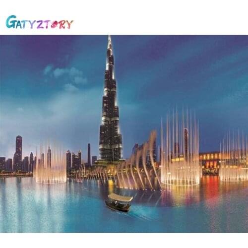 Gatyztory Paint By Numbers For Adults City picture Painting On Canvas DIY Painting Kits Home Decor Acrylic Markers