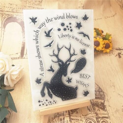 Hot sale Silhouette deer Transparent Clear Stamps / Silicone Seals Roller Stamp for DIY scrapbooking photo album/Card Making