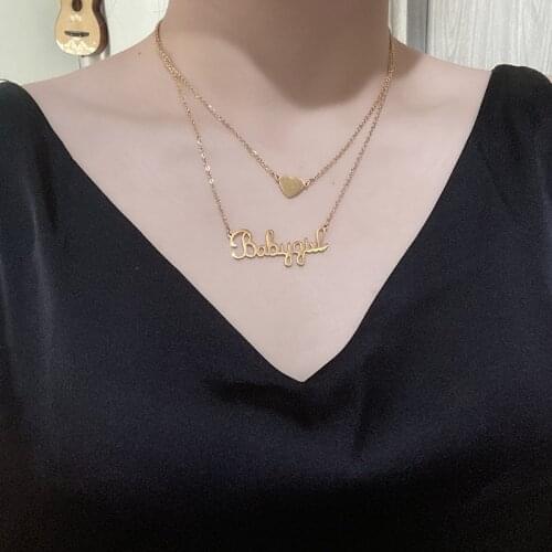 Stainless steel personalized custom custom name necklace fashion trend babygirl multi-layer love necklace pendant jewelry gift