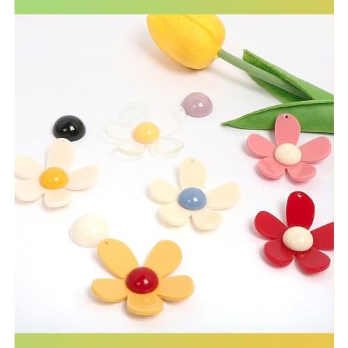Ins wind Korean color cute acrylic flower DIY handmade jewelry earring staple accessories materials