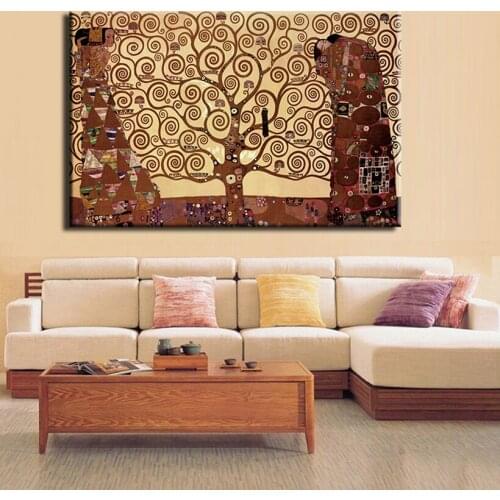 Oil Painting Prints Wall Art Huge tree of life by Gustav Print Canvas Wall Art Home Decor Living Room Painting Cheap no frame
