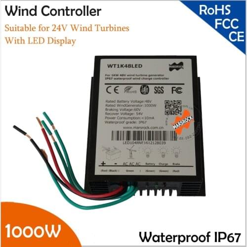 1000W 24V Wind Generator Charge Controller with LED display,Wind Turbine Charge Controller, IP67 waterproof