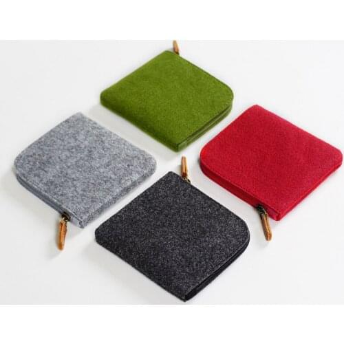 New Women Girls Cute Felt Fashion Simple Coin Purse Short Wallet Small Bag Change Pouch Key Card Holder Solid Color Girls