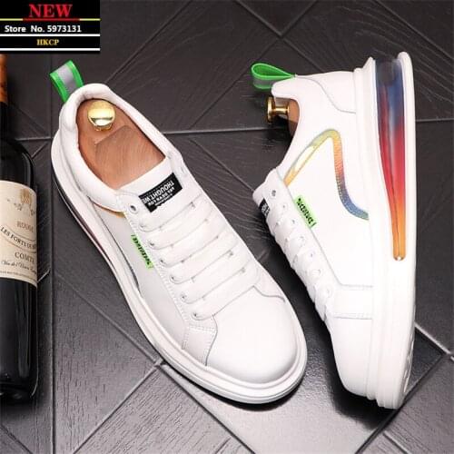 White Air Cushion Men Shoes Fashion Sneakers Hip Hop Leather Platform Casual Flats Zapatillas Hombre