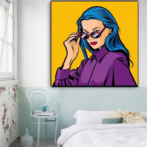 Cool Sexy Girl Glass Picture Art Abstract Modern Canvas Painting Graffiti Street Sex Women Portrait Wall Art For Room Home Decor