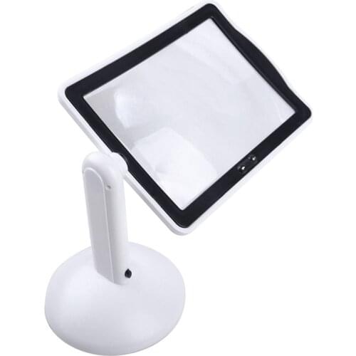 Handsfree 3X Reading Full-page Magnifier 2 LED Magnifying Loupe Glasses Desktop Light