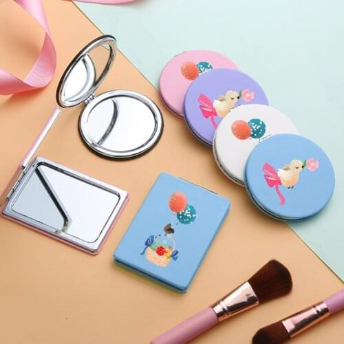 Cartoon Cute Portable Folding Makeup Mirror with Double Side for Girls Cartoon Magnifying Pocket Cosmetic Compact Vanity Mirrors