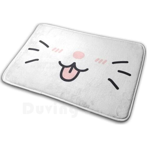 Cute Cat Face Kawaii Soft Non-Slip Mat Rug Carpet Cushion Cute Cat Mat Rug Carpet Cat Kitty Kitten Adorable Cute White And