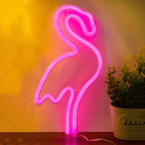 Flamingo Neon Signs Special LED Night Light Wall Decor Battery Powered for Home Bedroom Bar PR Sale