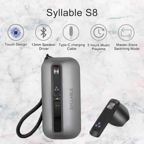 Newest SYLLABLE S8 TWS Headphones Touch Earphones 13mm Speaker Driver Master-Slave Switching Mode 5 hours Wireless S8 Headset