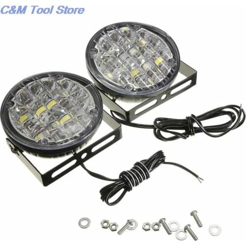 2019 New 2X 12V Daytime Running Light DRL Fog Lamp Bright White18 LED Round Car Driving