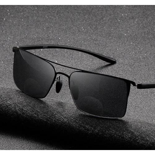 Al-mg Alloy Frame Men Women Bifocal Reading SunGlasses +1 +1.5 +2 +2.5 +3 +3.5 +4 See Near and Far