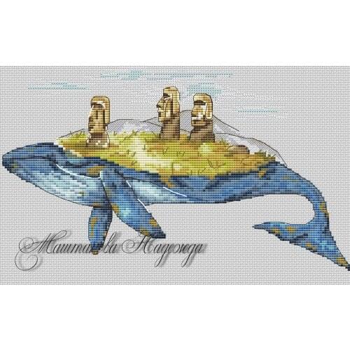 Scenery on the back of a whale-Easter 37-26 Cross Stitch Kit Packages Counted Cross-Stitching Kits Cross stich Painting Set