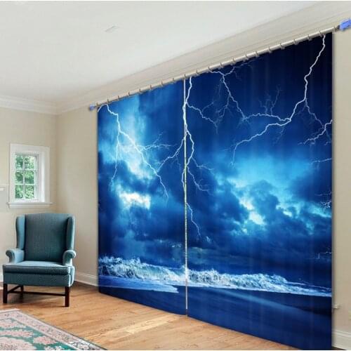 Luxury Blackout 3D Window Curtain For Living Room office Bedroom Customized size Drapes Rideaux Cortina thunder print pillowcase